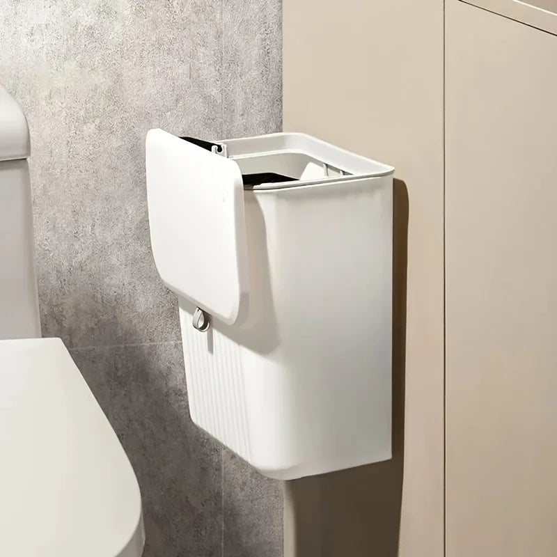 Kitchen Trash with Cover Home Cupboard Door Wall-mounted Hanging Creative Storage Toilet Bathroom Paper Basket Papelera