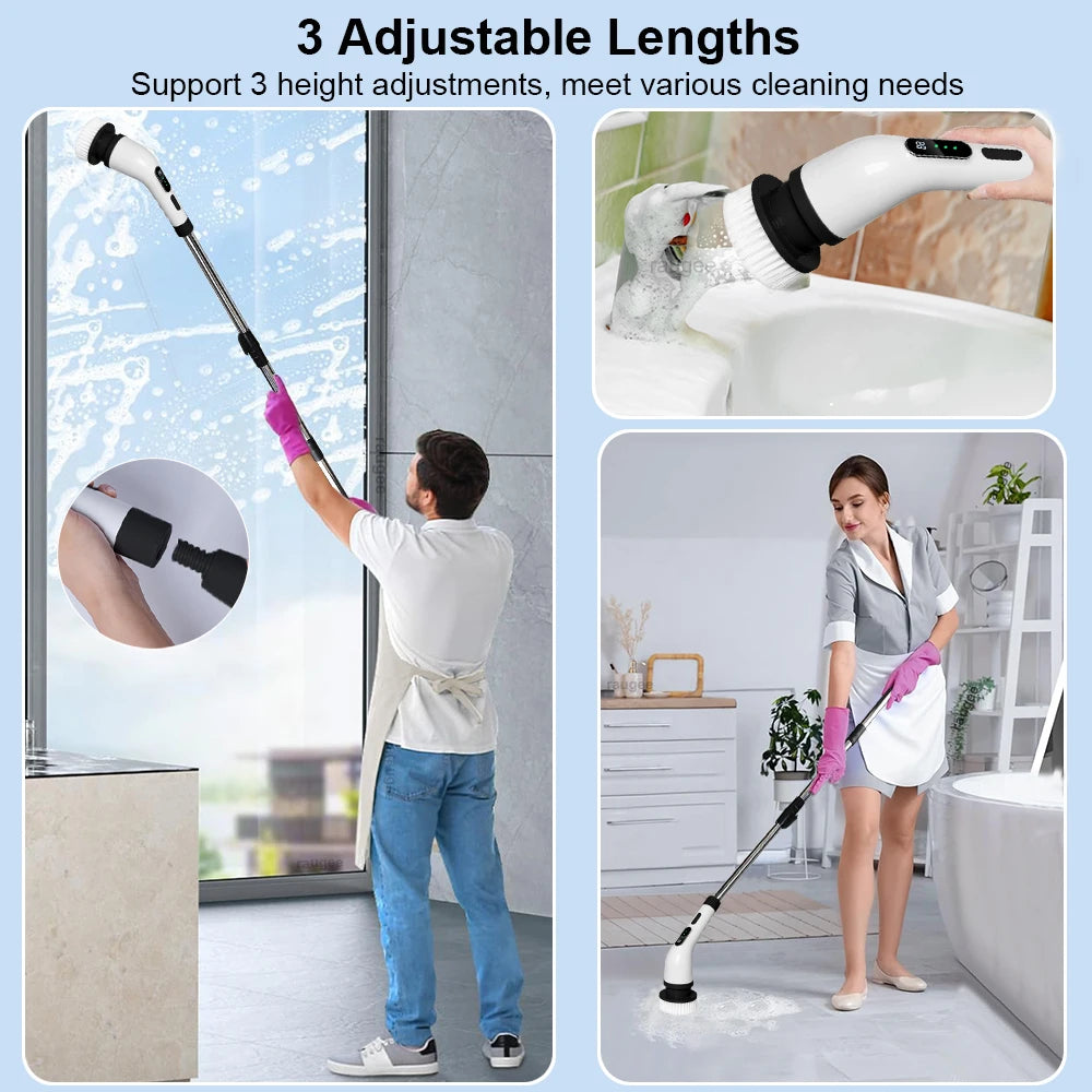 9 In 1 Electric Cleaning Brush Multifunctional Cleaning Brush For Bathroom Kitchen Toilet Wireless Rotatable Home Cleaning Brush