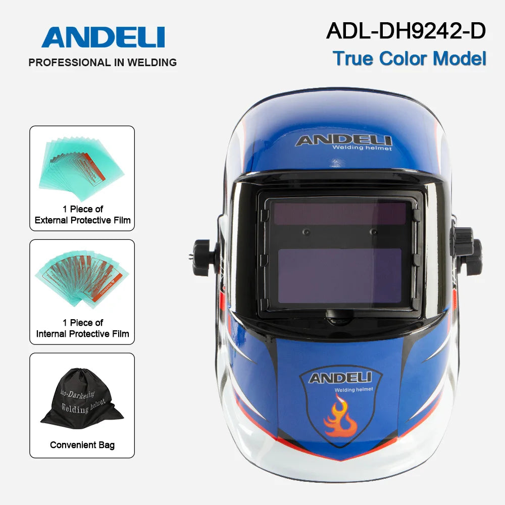 ANDELI Auto Darkening Welding Helmet Large Viewing True Color Solar Powered Welding Mask for TIG MIG ARC Grinding Welder
