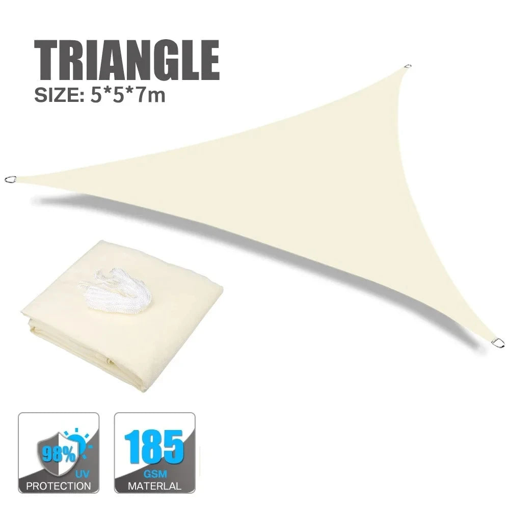 Beige Sun Shade Sail Rectangle Square Triangle Canopy Awning Cloth UV Block Heavy Duty Commercial Graden Outdoor Patio Tarp
