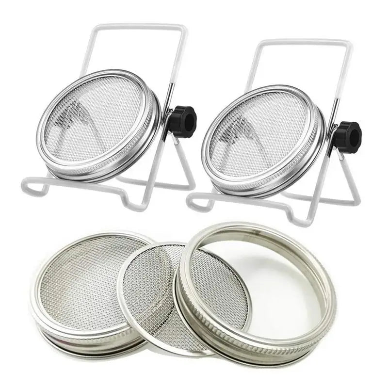 Seed Sprouting Lids Mesh Screen Strainer Filter Stainless Steel Glass Germinator Seed Sprouter Germination Cover For Mason Jars