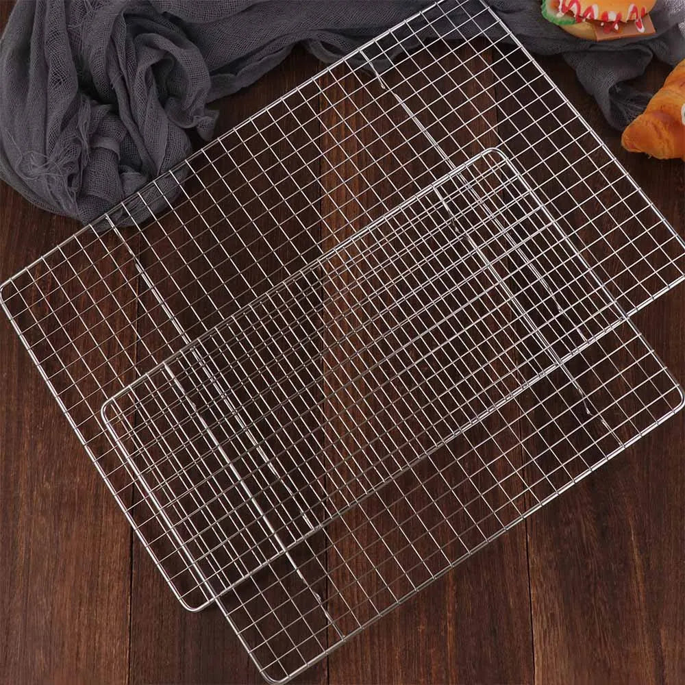 Kitchen Accessories Grid Mesh Baking Cooling Rack Nonstick Rectangular Barbecue Holder Shelf Wear-resistant Oil Drain Rack Oven