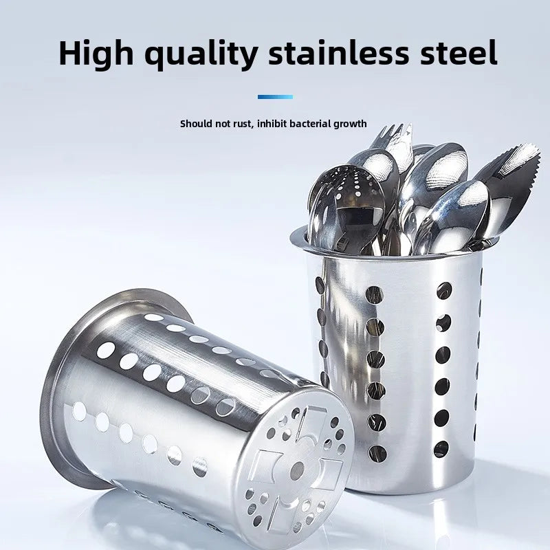 Stainless Steel Cutlery Organizer Box with Dividers Utensil Holder Kitchen Knife Fork Drainer Drying Rack Multi-Size Storage Tra
