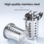 Stainless Steel Cutlery Organizer Box with Dividers Utensil Holder Kitchen Knife Fork Drainer Drying Rack Multi-Size Storage Tra