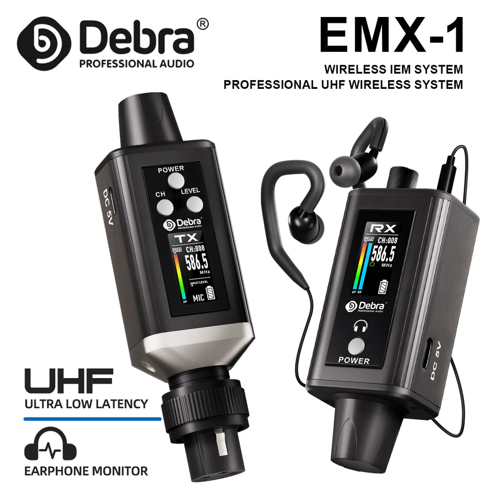 EMX-1 Wireless Monitoring System, Portable UHF Rechargeable Wireless System for Musical Instruments, Dynamic Wired Microphone