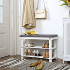 SONGMICS 3-Tier Bamboo Shoe Rack, Stable Shoe Organizer for Entryway & Living Room, Bench Seat Holds Up to 330 lb