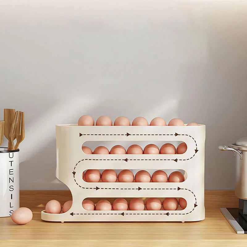 Kitchen Dedicated Roll Off Egg Storage Rack Refrigerator Egg Storage Box Automatic Scrolling Egg Holder Household