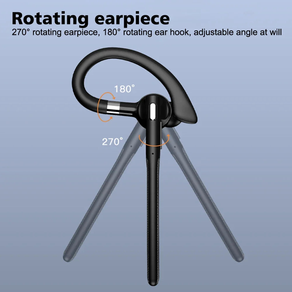 Wireless Bluetooth 5.4 Headset Ear-hook Single Ear Driving Headphone With Dual-Mic CVC8.0 Noise Cancelling Handsfree Earphones