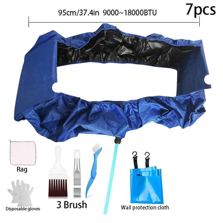 95/120cm Summer Thickened Hanging Air Conditioning Cleaning Cover Kit 9000-18000BTU with Drainage Pipe Spray Brush Summer Set