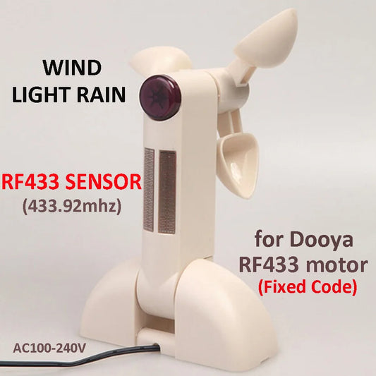 Smart Wireless Wind Light Rain Sensor,RF433 Signal Transmitter,only for Dooya RF433 Curtain Motor,Open Close Window Automatical