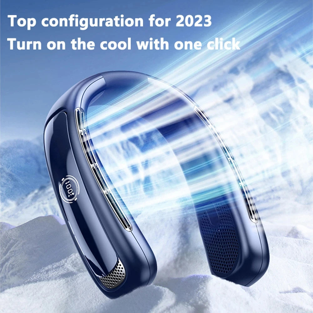 15000mah Portable Neck Fan Smart Digital Display USB Rechargeable Outd