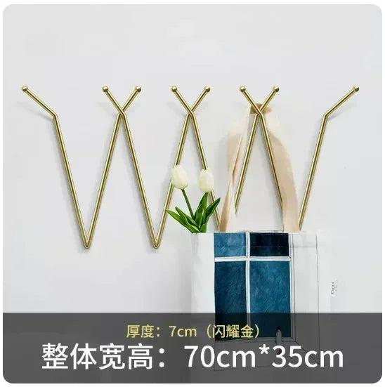 Nordic Clothes Hat Rack  Creative Wall Hanging Hooks, Simple Bedroom Coat Hanger, Light Luxury Design, Bathroom Organizer