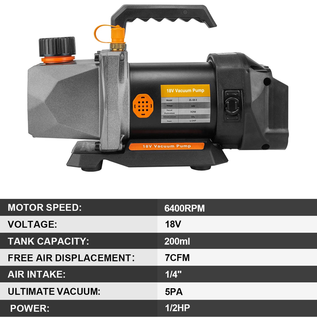 Gisam 1/2HP 7CFM Refrigerant Vacuum Pump 1/4 Air inlet Refrigeration for Car House Air Conditioning For Makita 18v Battery Pin