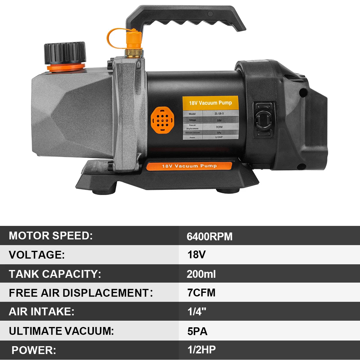 Gisam 1/2HP 7CFM Refrigerant Vacuum Pump 1/4 Air inlet Refrigeration for Car House Air Conditioning For Makita 18v Battery Pin