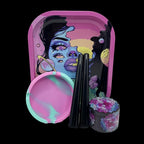 5Pcs/Set 50MM 4 Layer Zinc Alloy Grinder 18X14CM Metal Rolling Tray Tobacco Storage Tube Silicone Ashtray Cigarette Smoking Kit