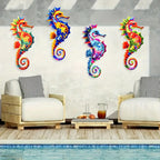 Eye-catching Metal Ocean Seahorse Wall Decor Hanging Wall Outdoor Garden Sculpture Statue Home Yard Pool Bathroom Living Room