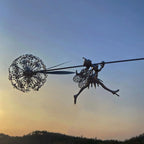 Fairies Angel With Dandelions Flowers Dance,Fairy Garden Decoration Outdoor,Sculptures & Figurines Inserted Soil Metal Craft