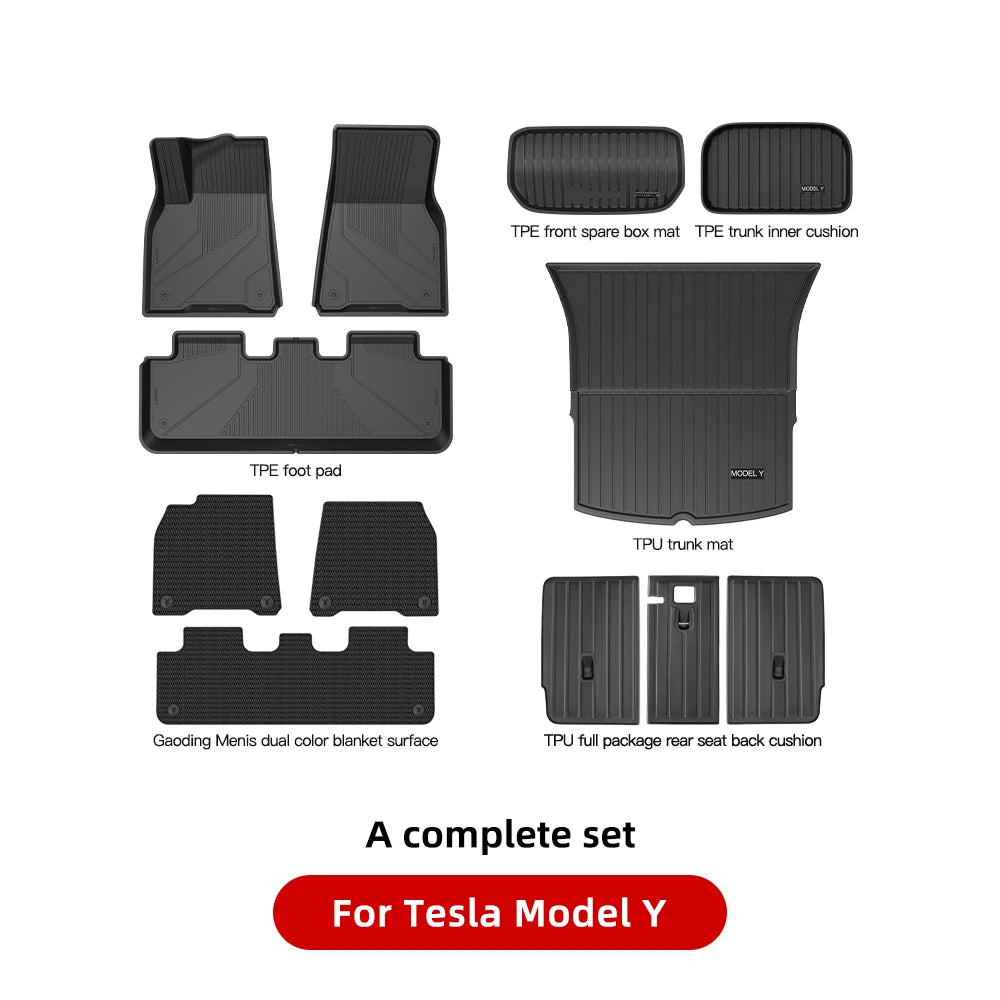 YZ For Tesla Floor Mats Model 3 Y Highland 2021-2024 Car Four Seasons Waterproof Non-slip Floor Mat TPE Special Car Accessories
