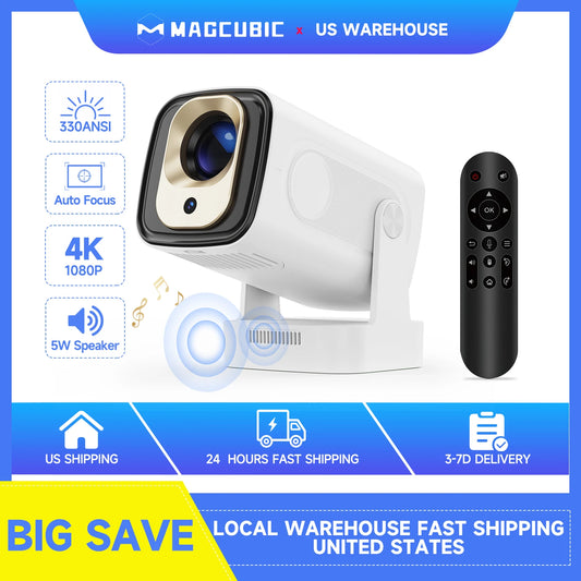 Magcubic HY310 Auto Focus Mini Projector - 1080P Native 4K, 330 ANSI, Android 11, WiFi6, BT5.4, Outdoor w/ Air Mouse | AlluCanFind