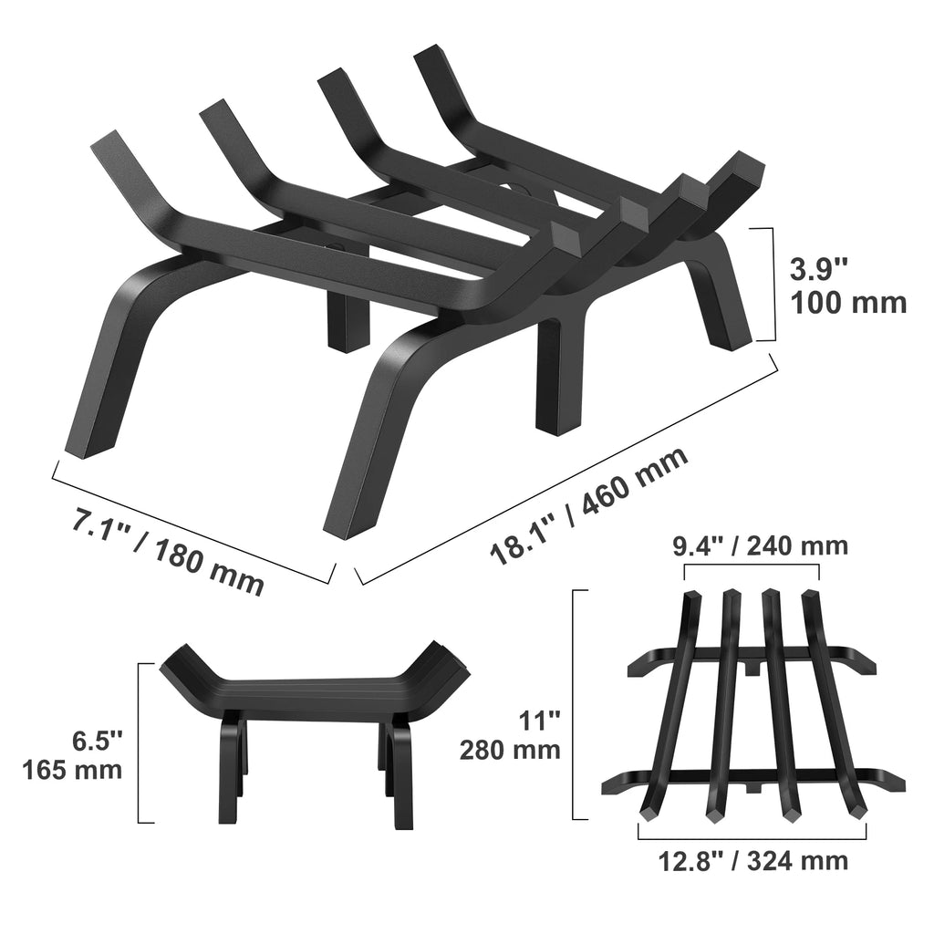 VEVOR Fireplace Log Grate Fireplace Grate with 6 Legs 3/4’’ Solid Powder-coated Steel Bars Log Firewood Burning Rack Holder