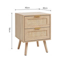 【Lifeideas】 2 Pack Wood and Rattan Side Cabinet Livingroom Bedroom Decoration Storage Cabinet Modern Classic
