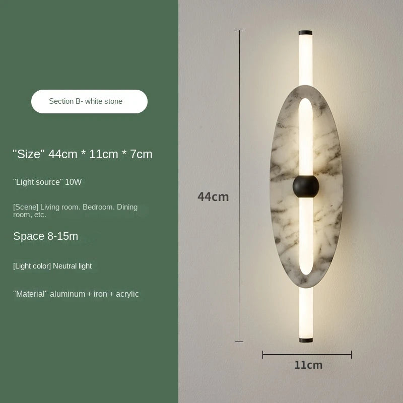 Nordic Modern Creative Marble Wall Lamp for Living Room Gold Copper Home Indoor Decoration LED Sconce Bedroom Bedside Round