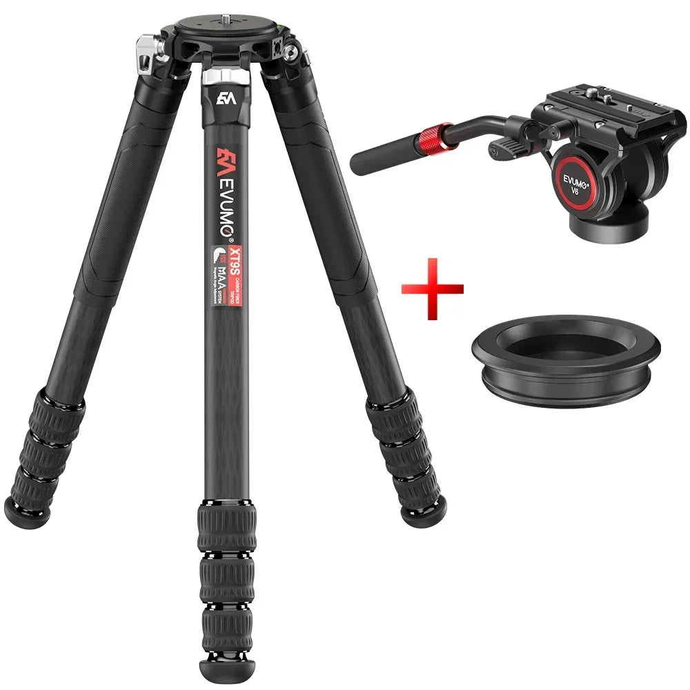 EVUMO XT9S Z8 Carbon Fiber Hunting Tripod Professional DSLRs Camera Tripod Heavy Duty Stand Camcorder Telescope Phone Load 40kg