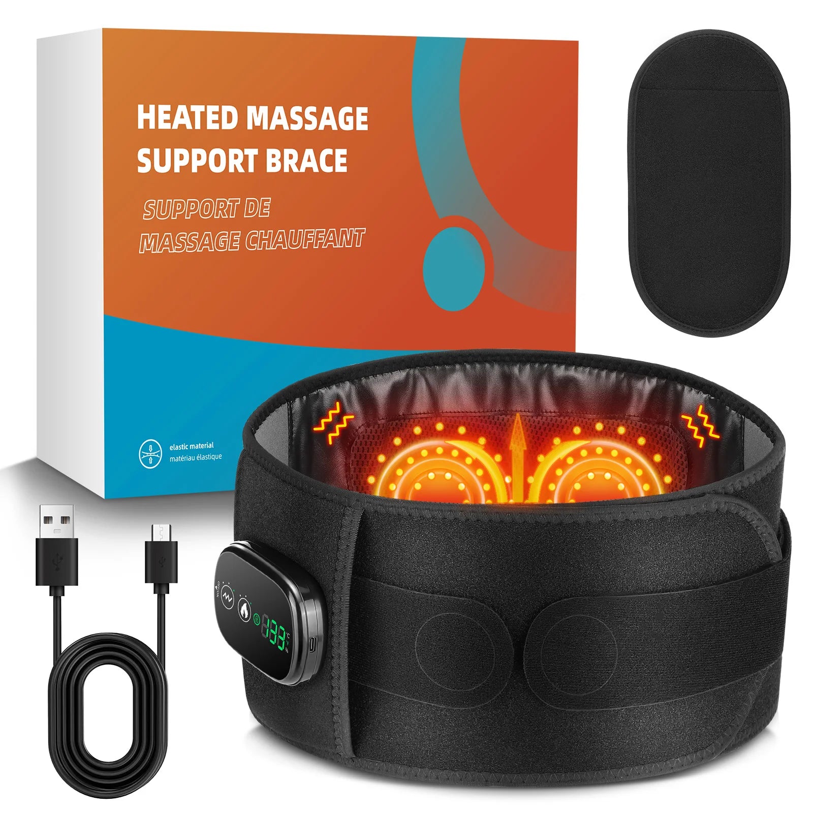 Heating Waist Support Belt Vibration Massage Waist Brace With 5 Levels Adjustable Heated Back Belt Abdomen Warmer Lumbar Support