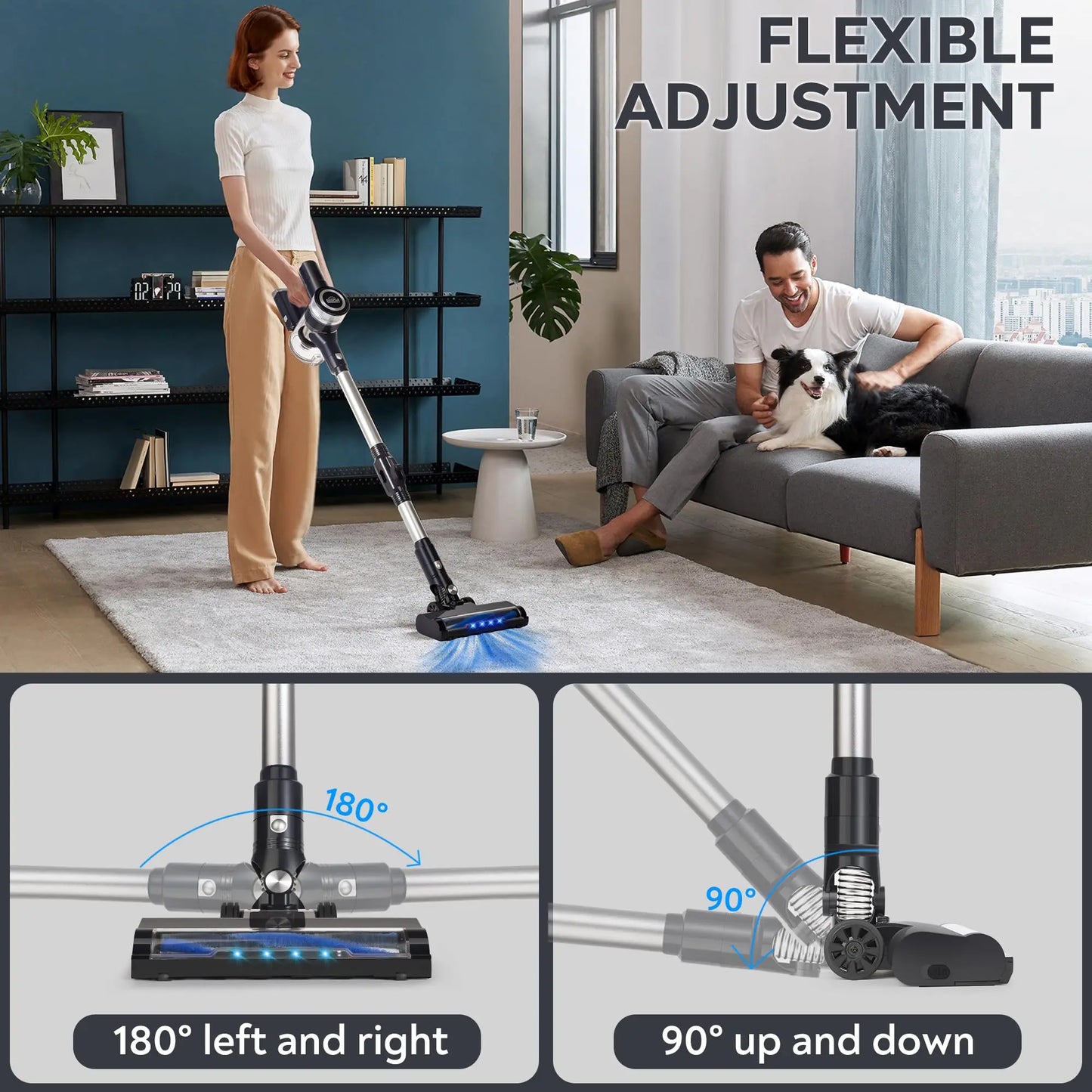Bison Edge Cordless Vacuum Cleaner 6-in-1 Bendable 35kPA With Brushless Motor Home Car Portable Carpet Machine Vacuum Cleaner
