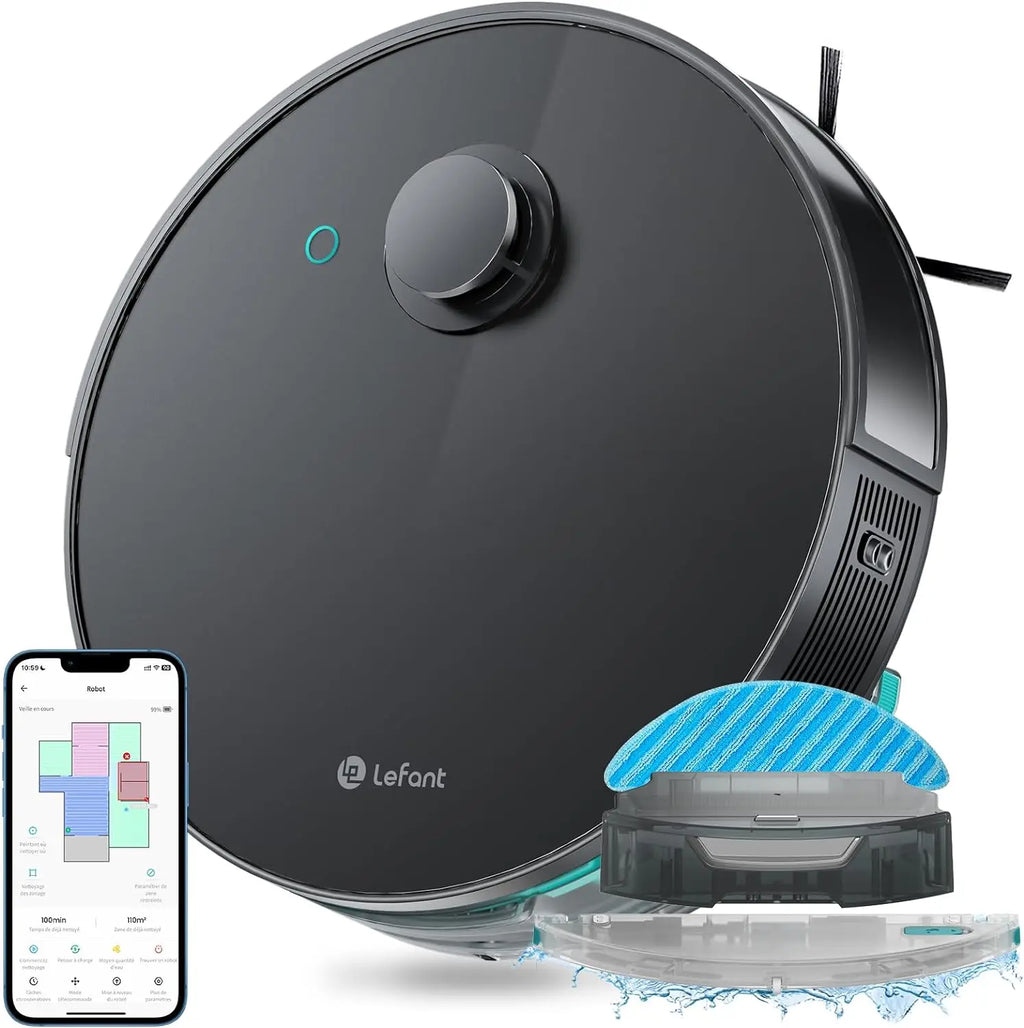 Lefant N3 4000Pa Suction Robot Vacuum and Sonic Mop Combo,Precision Mapping with Lidar&dToF Sensors,Ultrasonic Carpet Detection