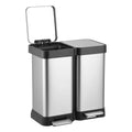 2-Compartment Kitchen Trash Can, 2x25L Stainless Steel Pedal Bin