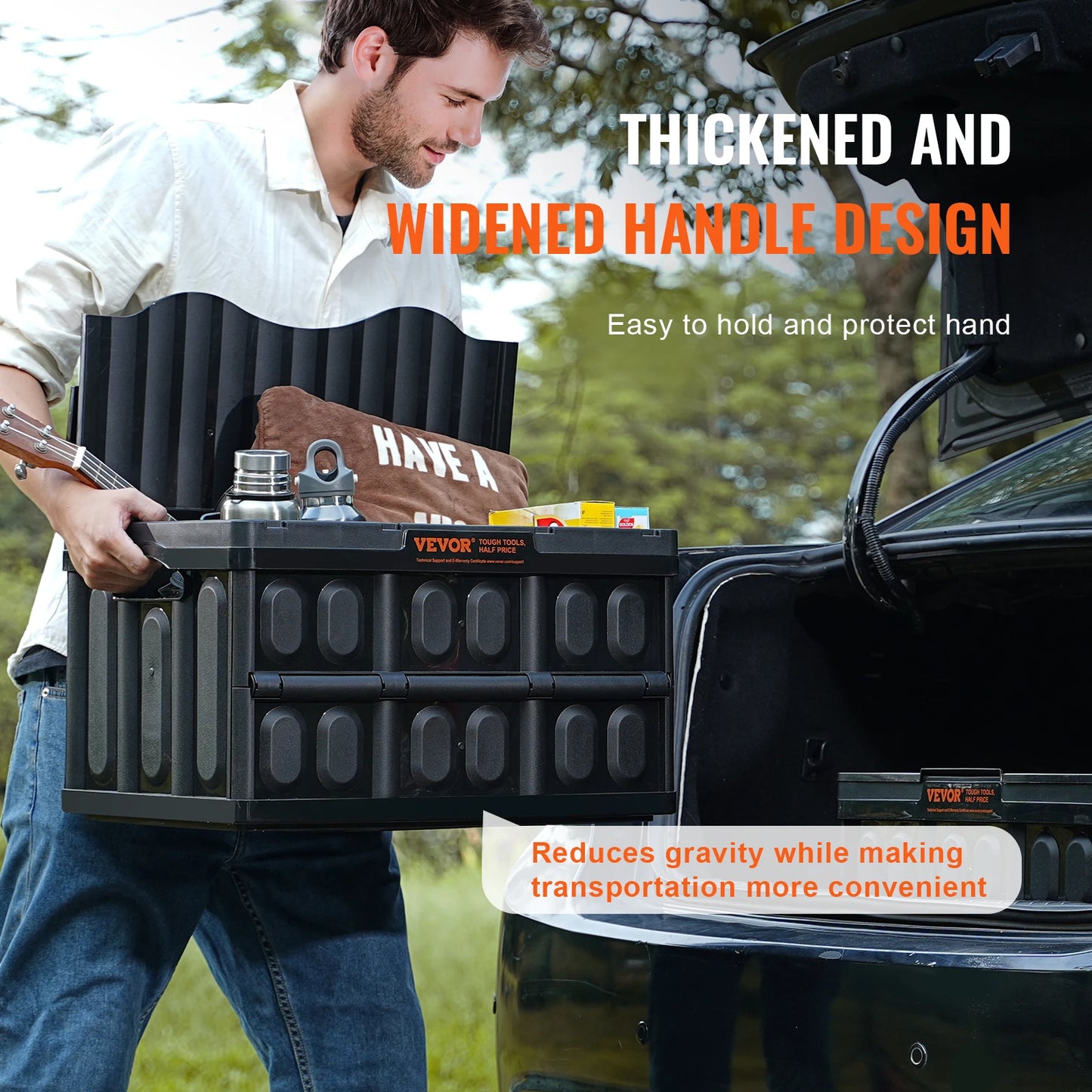 VEVOR 45L/65L Collapsible Storage Bins Folding Stackable Utility Garage Crates with Lids Handles for Clothes Snack Toys Grocery