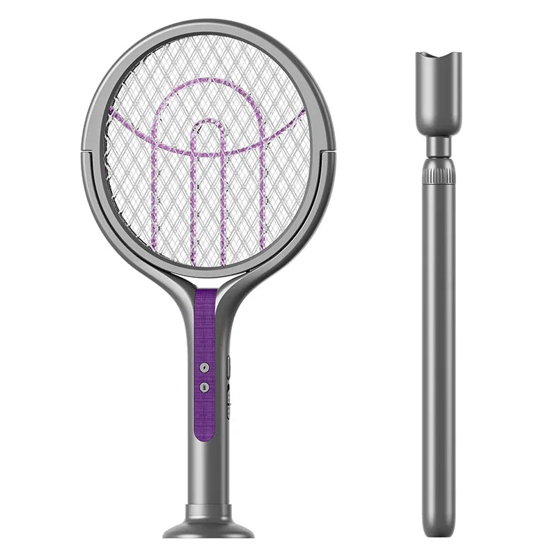New 2-in-1 mosquito killer lamp multifunctional angle telescopic mosquito swatter USB rechargeable mosquito swatter bat swatter
