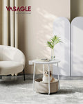 VASAGLE side table round small table coffee table small living room table with fabric basket living room storage space