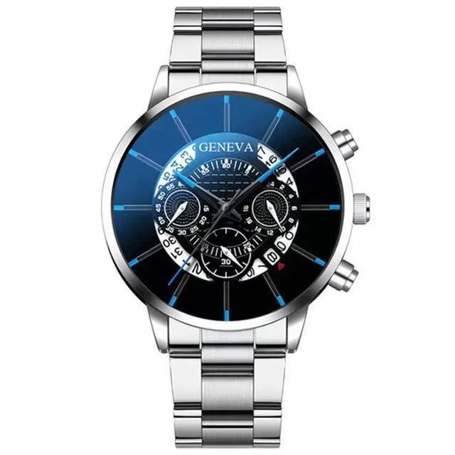 3pcs/1pcs men's fashionable quartz watch set, stainless steel strap, circular dial, date function, electronic drive,