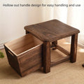 Dark Brown Wooden Shoe Changing Stool with Storage - Armless, Non-Padded, Classic