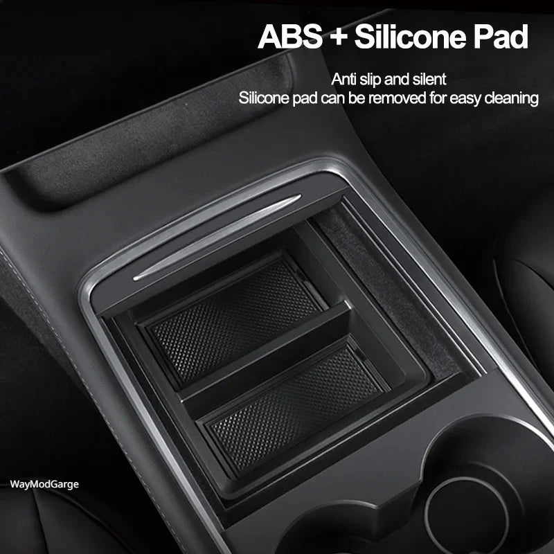 Central Control Storage Box for Tesla Model 3/Y/3+ Modely Juniper Center Console Organizer Tray Armrest Cubby Drawer Accessories