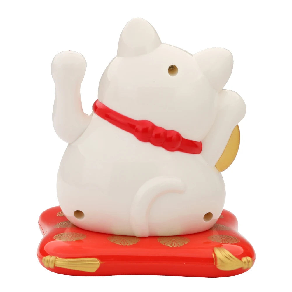 Lucky Cat Wealth Waving Figurines 2.5 inch Solar Powered Cute Cat Crafts Statue for Home/Office/Car Windshield Decor Accessories