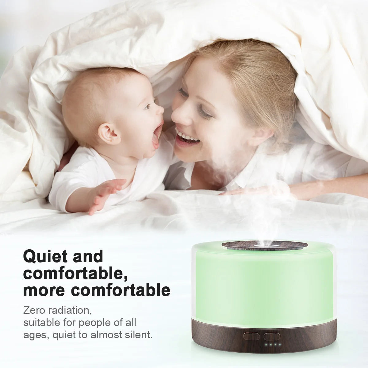 550ml Ultrasonic Essential Oil Diffuser with LED lights Adjustable Cool Mist Modes for Aromatherapy Humidifying for home bedroom