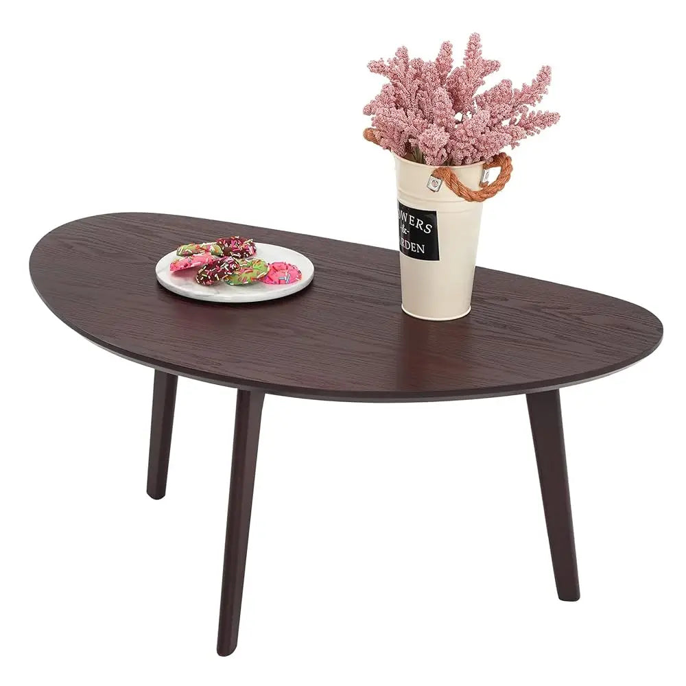 Small Oval Coffee Table For Living Room,Mango Tabletop Mid Modern Coffee Table,Espresso,18.9"" D X 33.47"" W X 15.75""