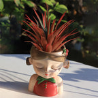 Creative Resin Flower Vase Cute Flower Girl/Fruit Girl Plant Pots Small Succulent Pots for Indoor Outdoor Garden Decor