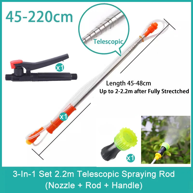 New Retractable 2.2/3.2m Spraying Rod For Hand Pressure Sprayer Outdoor Garden Pesticide Spray Tree Watering Can Accessories