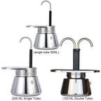 Single/Double Tube Espresso Maker Easy To Operate & Quick Cleanup Pot Italian Coffee Machine Maker 1/2/4 Cups Gift for Man Women