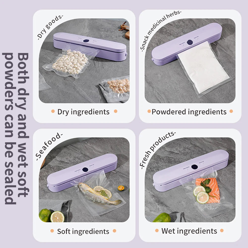 Electric Vacuum Sealer Food Preservation Plastic Bags Sealer Packaging Machine Wireless Sealing Machine Kitchen Household Tool