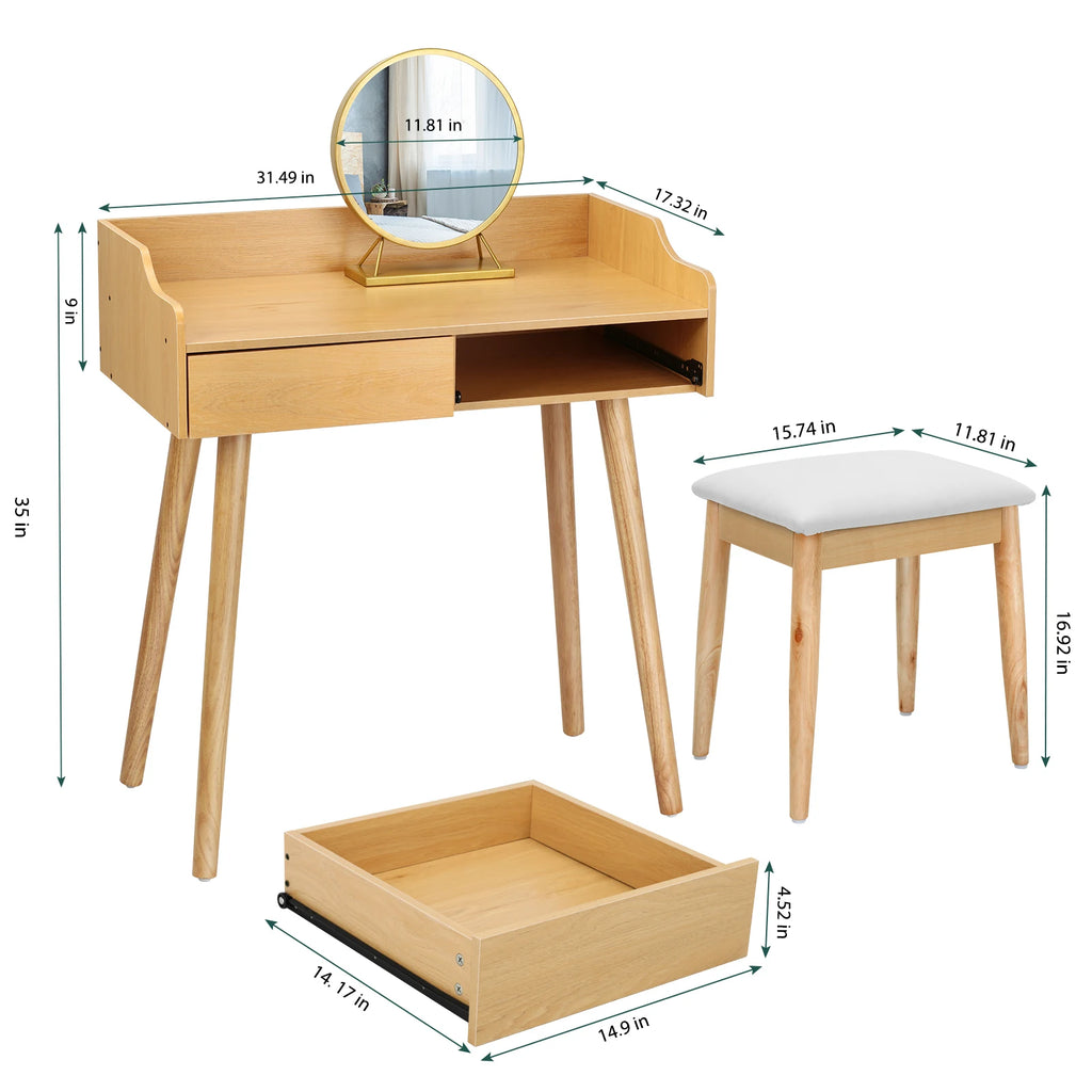 Elegant dressing table with a combination of two drawers for storing personal items, suitable for bedrooms