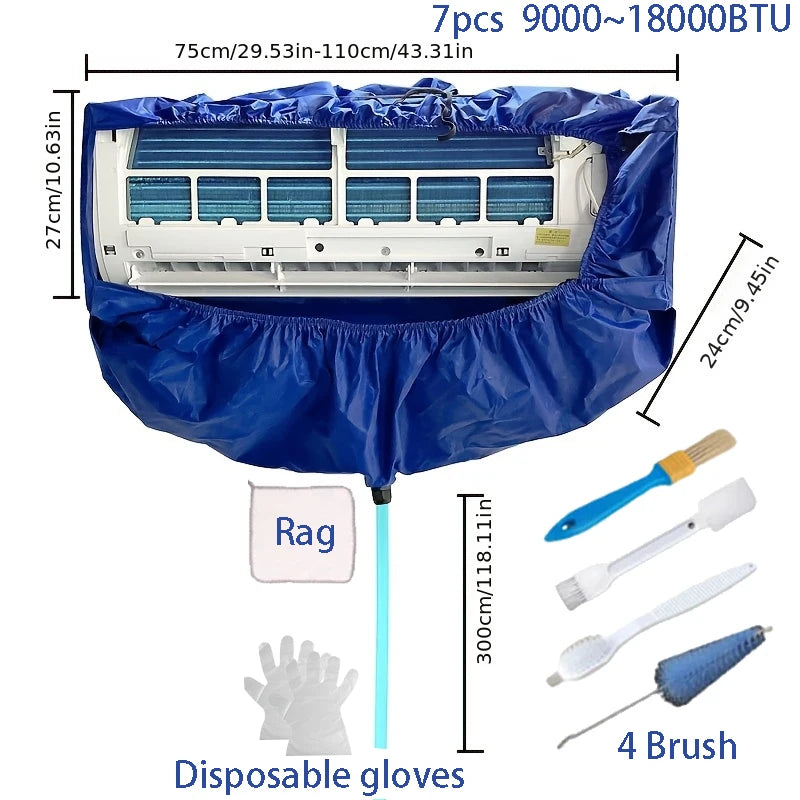 Summer Large Air Conditioning Cleaning Cover Kit 36000BTU Hanging AC Reusable Thickened Dust Water Bag Support Plate Cleaner