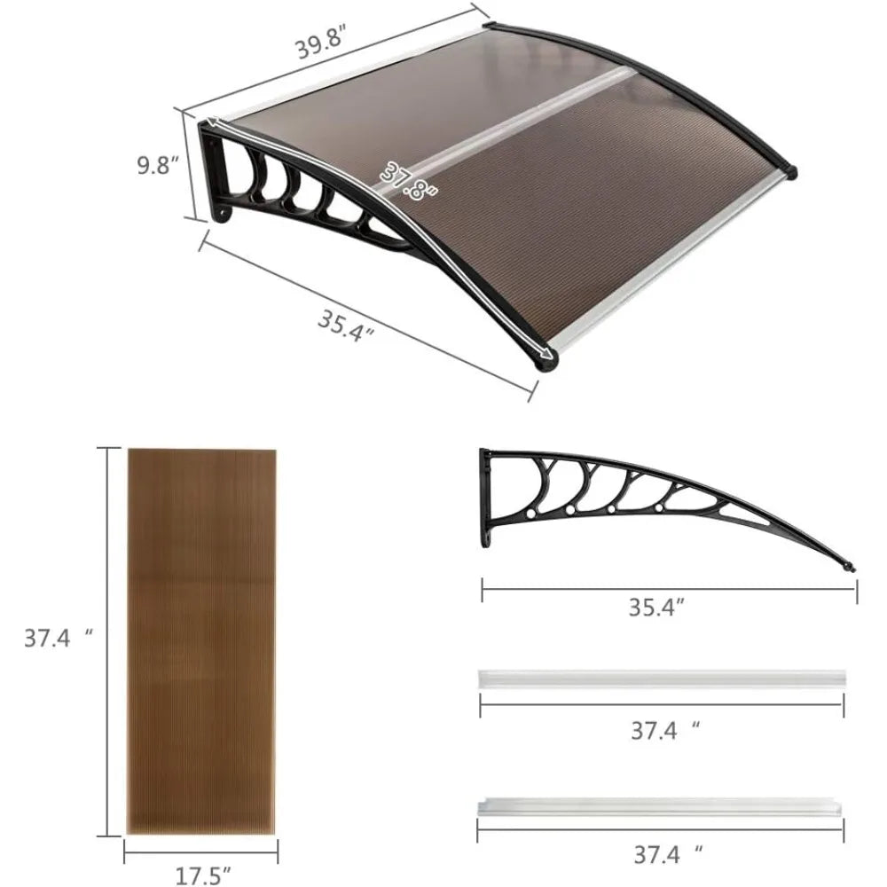 Outvita Window Awnings for Doors Canopy, Polycarbonate Cover Front Door Outdoor Patio Awning Canopy UV Rain Snow Sunlight