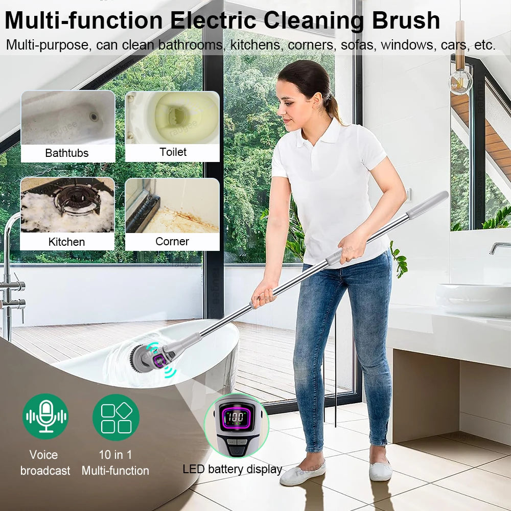 Electric Cleaning Brush Multifunctional Household Cleaning Brush Handheld Shower Scrubber Bathroom Kitchen Spin Scrubber