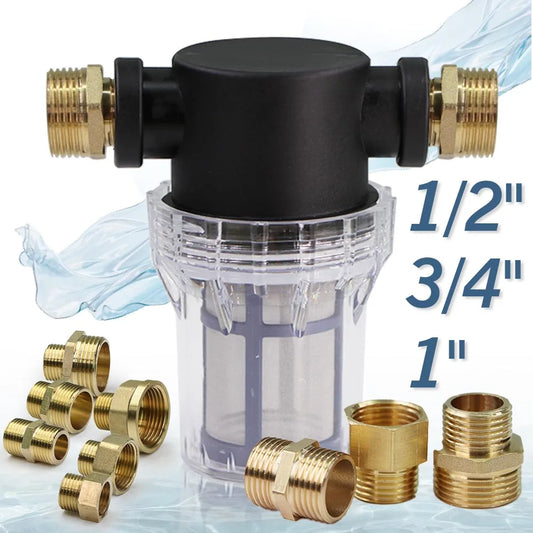 1/2'' 3/4'' 1'' Garden Hose Filter Brass Coupling Joint Agricultural Irrigation Tubing Prefilter Impurities 10-200 Mesh Strainer