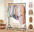 Heavy Duty Clothing Racks for Hanging Clothes Rack,43" Wide Rolling Garment Rack Metal Clothing Hanger Rack Wheels Wardrobe Rack